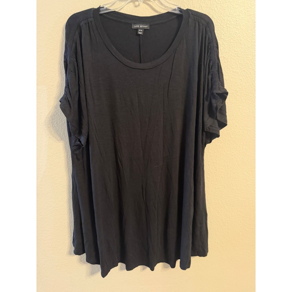 Lane Bryant Black Short Sleeve Gathered Sleeve Tunic Top Plus Size 26 28